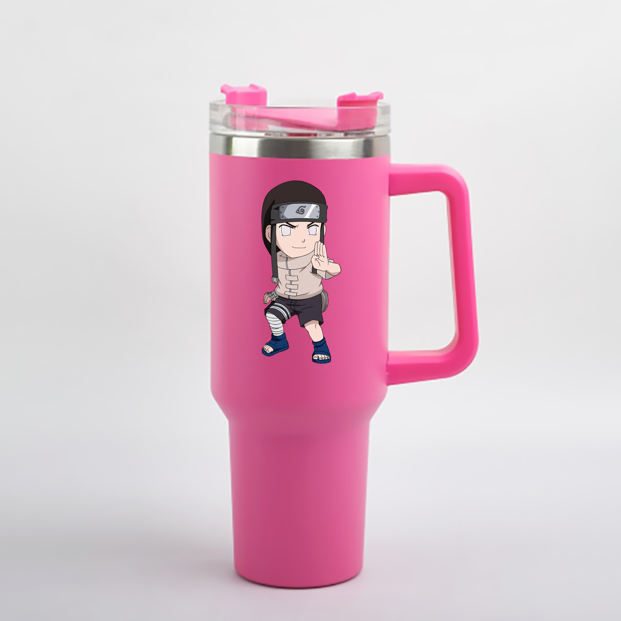（画像用） NARUTO -ナルト- 日向ネジ Hyūga Neji 1200mL車用タンブラー - クリスタルステッカー（プラスチックストロー付き）